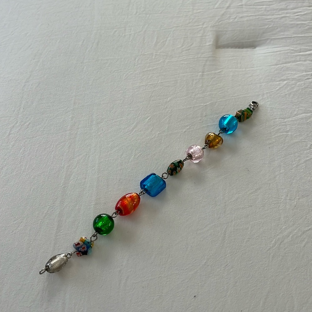 Handmade bracelet with vibrant glass beads.  Made in Portugal